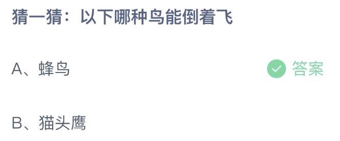 以下哪种鸟能倒着飞 今天蚂蚁庄园10月27日答案正确答案