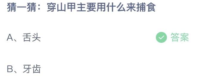 猜一猜穿山甲主要用什么来捕食 蚂蚁庄园11月17日答案