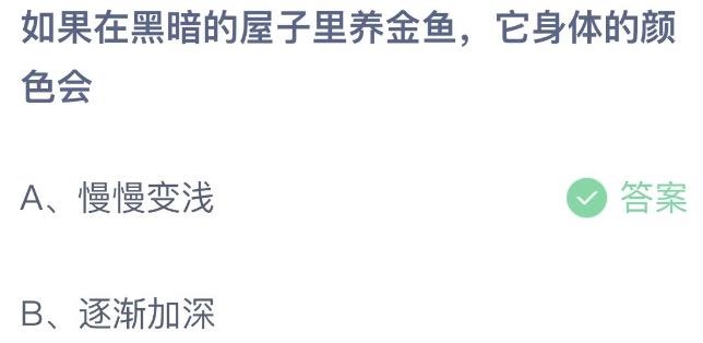 如果在黑暗的屋子里养金鱼它身体的颜色会 蚂蚁庄园12月10日答案