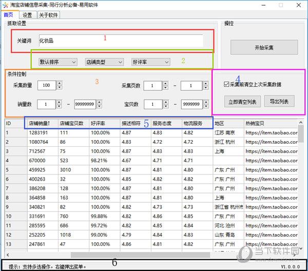 易用淘宝店铺信息采集