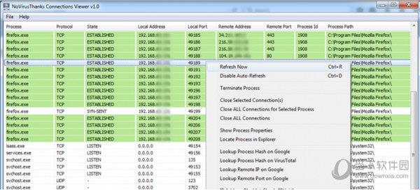 NoVirusThanks Connections Viewer(TCP/UDP连接查看工具) V1.0 免费版