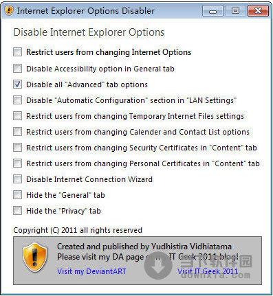 Internet Explorer Options Disabler 1.0.0.0 英文绿色免费版