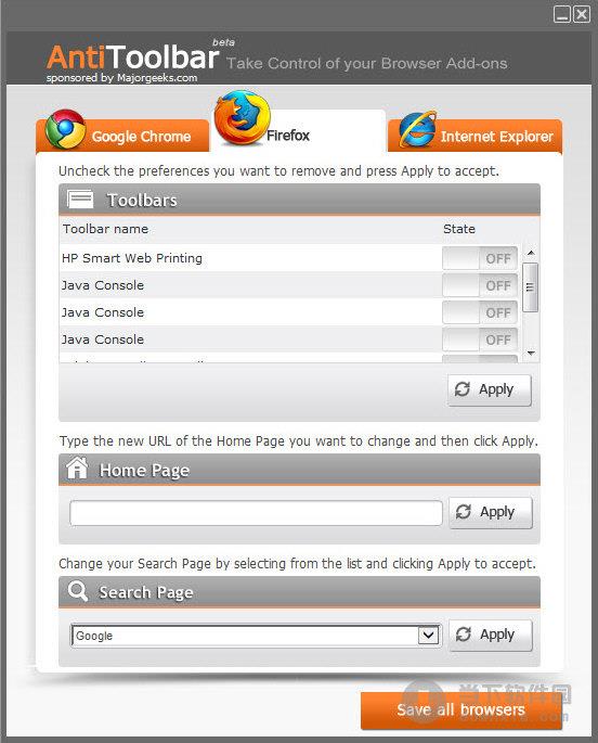 AntiToolbar(浏览器工具栏清理工具) V1.04 beta 官方版