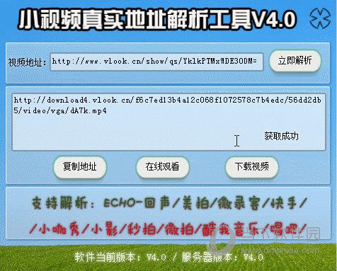 小视频真实地址解析工具 V4.0 绿色免费版