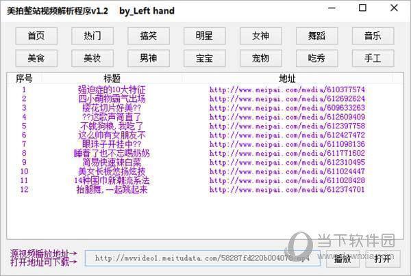 美拍整站视频解析程序 V1.2 绿色版