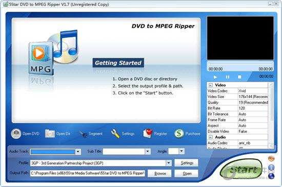 5Star DVD to MPEG Ripper(DVD转换工具) V1.7 官方版