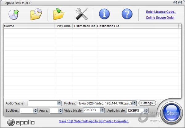 Apollo DVD to 3GP(DVD转3GP格式工具) V3.6.2.0 官方版