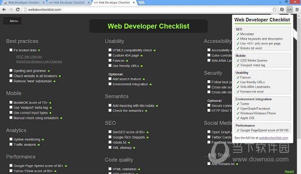 Web Developer Checklist(web开发检测BUG插件) V1.7 免费版