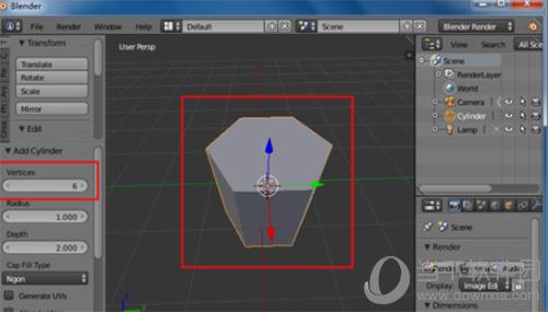 用blender软件把圆柱体改为六棱柱