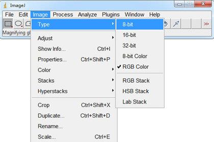 ImageJ修改图片类型