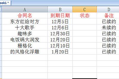 下面的这个合同列表为例子