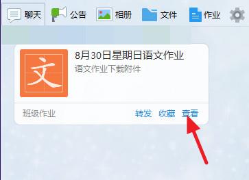 在聊天窗口就可以看到作业了，点击【查看】