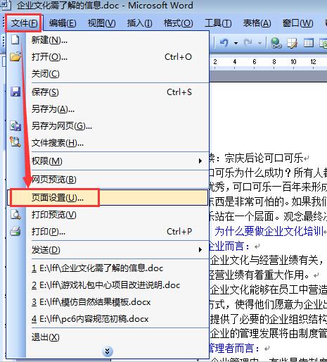 word文档页面设置