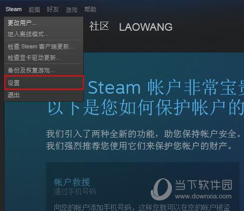 打开你的steam设置