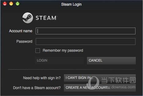 Mac版Steam英文版登录界面