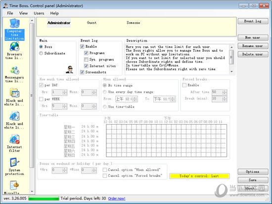 Time Boss(电脑限制上网软件) V3.33.004 中文版