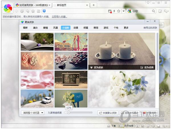 360极速浏览器换肤截图