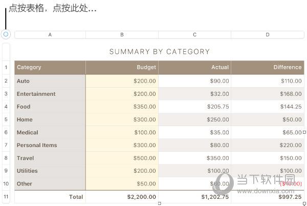 Numbers移动锁定表格