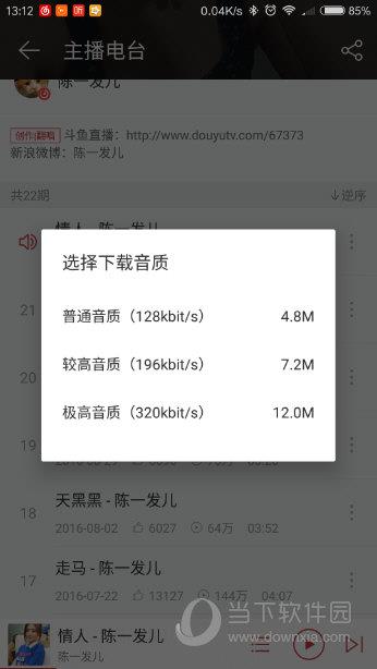 下载音质选择界面