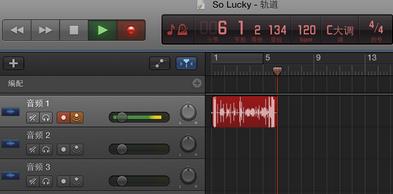 Garageband将声音录制到音轨2
