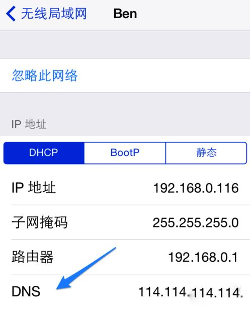 iPhone无线局域网DNS设置