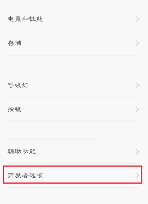 点击开发者选项