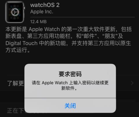 提示在 Apple Watch 手表上输入密码以继续