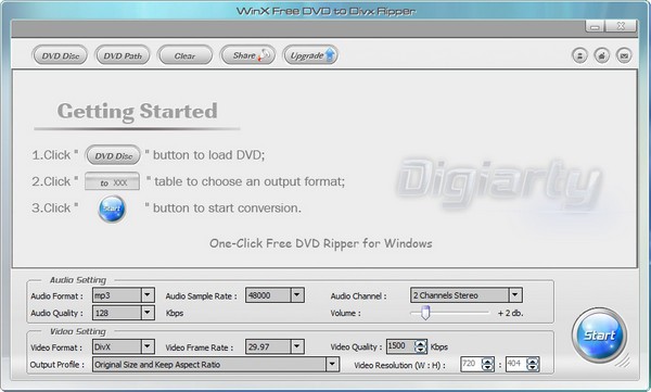 WinX Free DVD to DivX Ripper