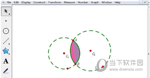 几何画板怎么给两圆相交部分涂颜色