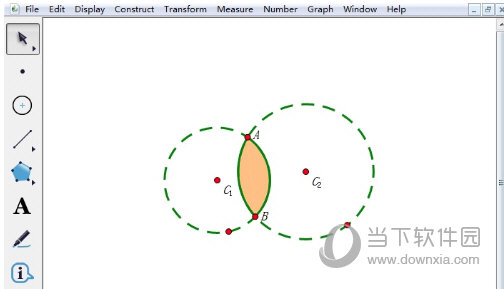 几何画板怎么给两圆相交部分涂颜色