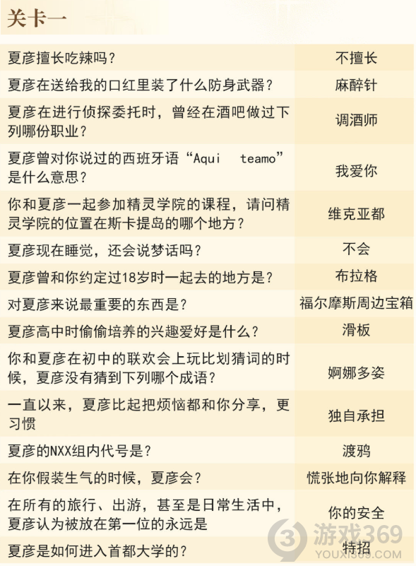 未定事件簿灵犀考验答案是什么 未定事件簿灵犀考验答题大全