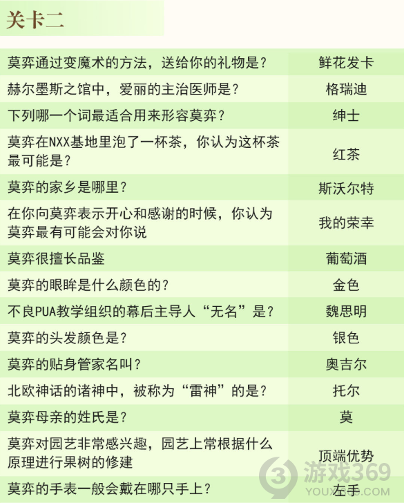 未定事件簿灵犀考验答案是什么 未定事件簿灵犀考验答题大全